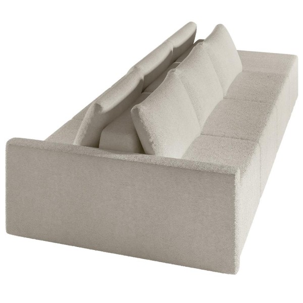 Encontraproduto.com.br - Sofá Ilha Modular Para Sala 342cm Com Puff Dublin K01 Bouclê Bege - Lyam Decor