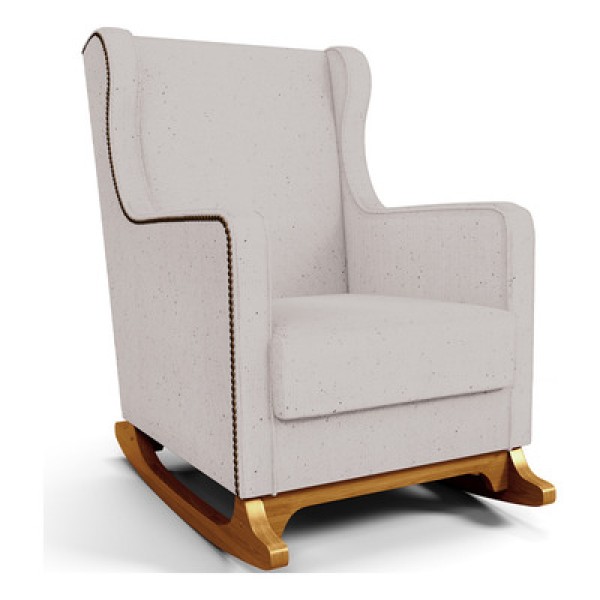 Poltrona De Amamentação Com Balanço E Puff Mavie L02 Linho Cru - Lyam Decor