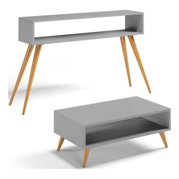 Kit Aparador Com Mesa De Centro Mônaco Pés Palito L03 Branco