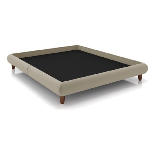 Cama Casal Queen Pés De Madeira 176cm Otto P05 Veludo Bege