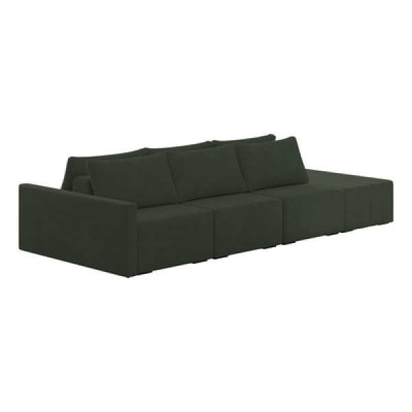 Sofá Ilha Modular Para Sala 342cm Com Puff Dublin K01 Veludo Verde - Lyam Decor
