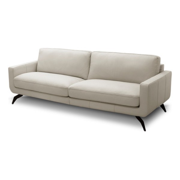 Sofá 3 Lugares Para Sala de Estar Living Industrial 210cm Trento L06 Couro Off White - Lyam Decor