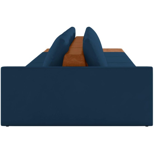 Encontraproduto.com.br - Sofá Ilha Modular Para Sala 432cm com Puff Dublin K01 Veludo Azul Sintético Caramelo - Lyam Decor