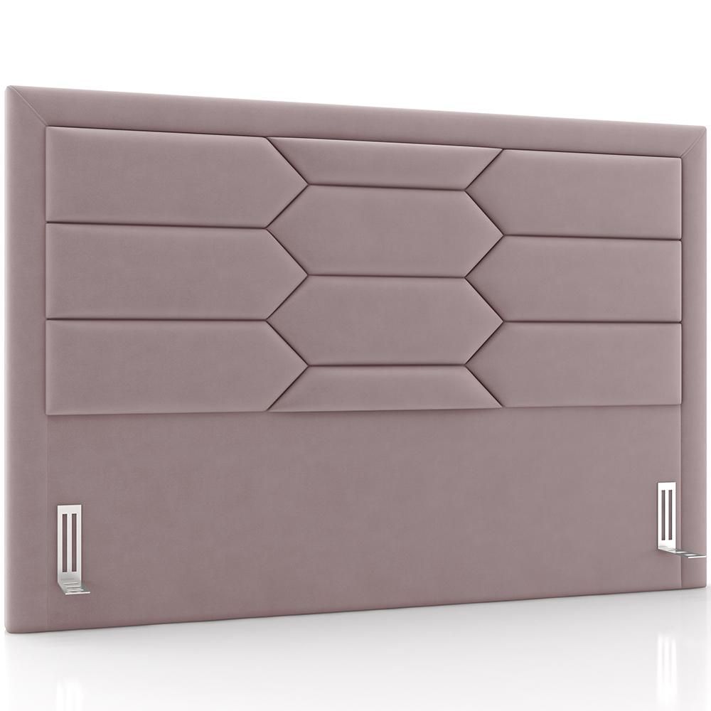 Cabeceira Cama Box King 195cm Estofada Nora P05 Veludo Rosê - Lyam Decor