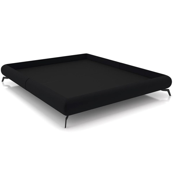 Encontraproduto.com.br - Cama Casal Base Box Pés de Ferro Estilo Industrial 156cm Otto P05 Veludo Preto- Lyam Decor