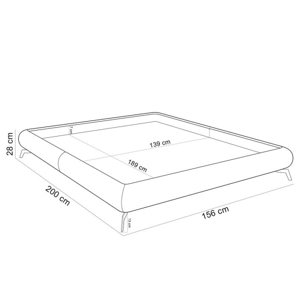 Encontraproduto.com.br - Cama Casal Base Box Pés de Ferro Estilo Industrial 156cm Otto P05 Veludo Preto- Lyam Decor