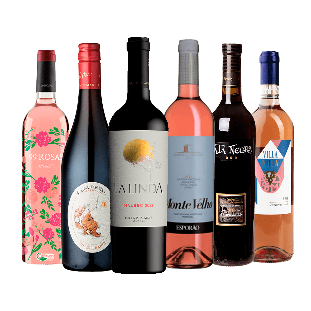 Encontraproduto.com.br - Kit 6 Vinhos (3 Tintos e 3 Rosés)750ml