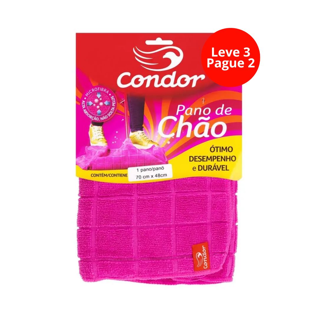 Pano Microfibra de Chão Condor 70cm x 48cm - Leve 3 Pague 2