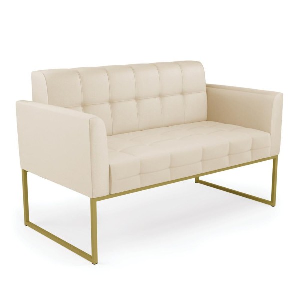 Sofá Namoradeira Elisa Corino Base Metálica Industrial Dourado - D'Rossi