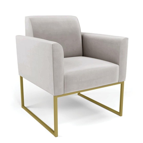 Poltrona Base Industrial Dourado Marisa Veludo D03 - D'rossi Cor Cinza
