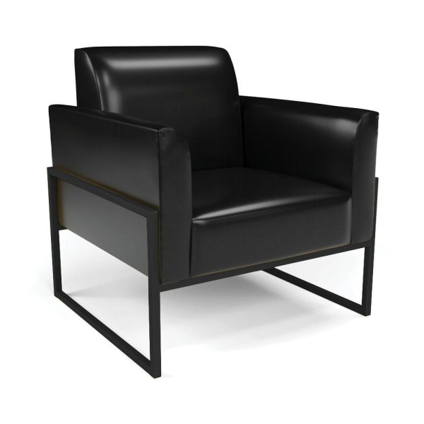 Encontraproduto.com.br - Sofá Namoradeira Com Poltrona Base Industrial Alta Preto Marisa Corano D03 - D'rossi Cor Preto
