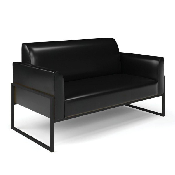 Encontraproduto.com.br - Sofá Namoradeira Com Poltrona Base Industrial Alta Preto Marisa Corano D03 - D'rossi Cor Preto