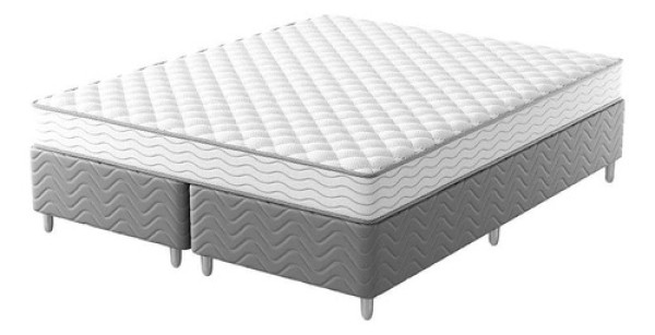 Cama Box com Colchão Queen Howie Espuma D28 (17x158x198) Branco e Cinza