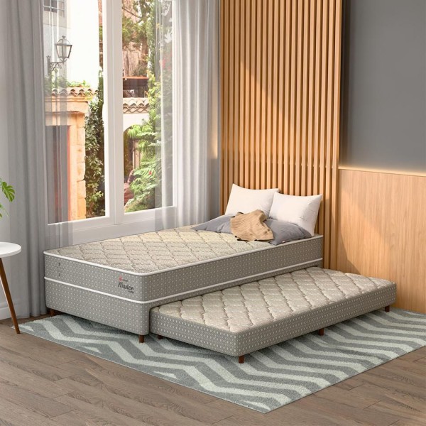 Encontraproduto.com.br - Bicama Box com Colchão Master Hotel Solteirão Molejo Superelastic (67x108x198) Bege