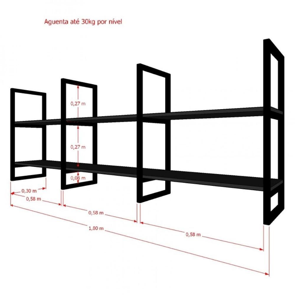 Encontraproduto.com.br - Prateleira Suspensa Industrial Industrial Preto Estante Mdf Nichos Cozinha Prateleira Suspensa Teto