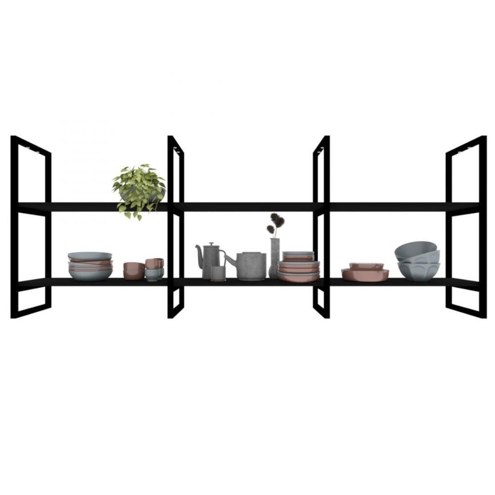 Encontraproduto.com.br - Prateleira Suspensa Industrial Industrial Preto Estante Mdf Nichos Cozinha Prateleira Suspensa Teto