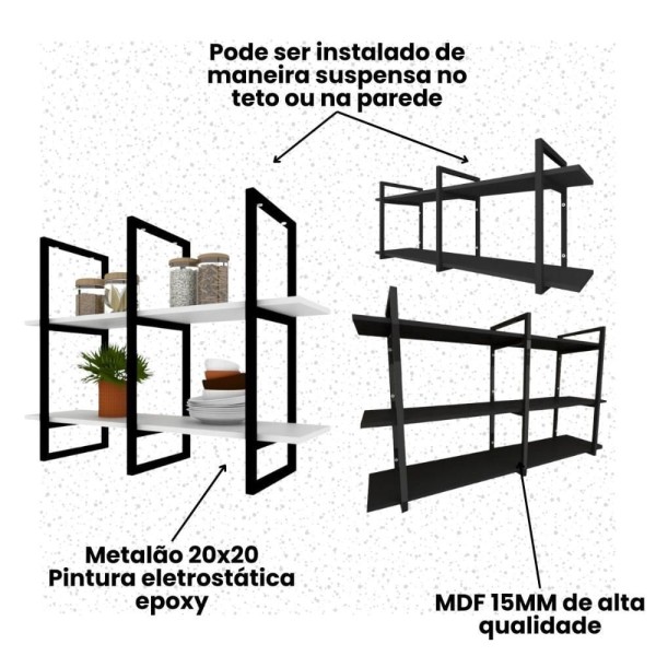 Encontraproduto.com.br - Prateleira Industrial Lavanderia Branco Area De Serviço Nicho Moderno Suspenso Madeira