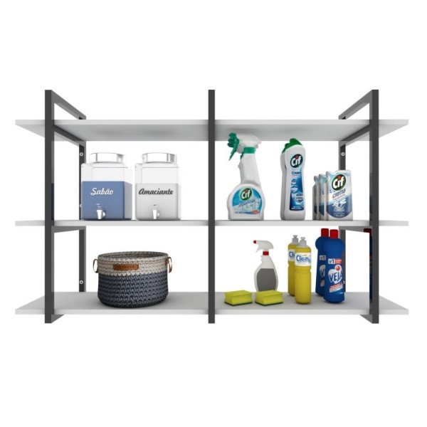 Encontraproduto.com.br - Prateleira Industrial Lavanderia Branco Area De Serviço Nicho Moderno Suspenso Madeira
