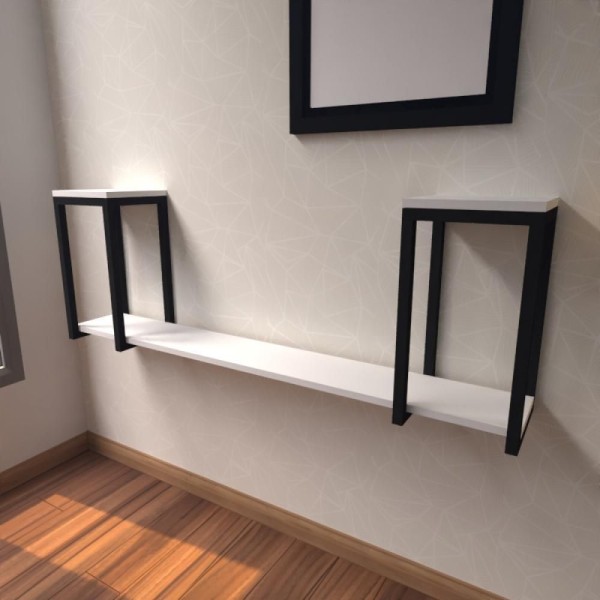 Aparador Industrial Branco Off White Moderno Cantinho Café Escritorio Simples Bancada Suspensa