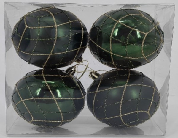 Encontraproduto.com.br - Bola de Natal Decorada Verde 8CM 4UN - NINGBO