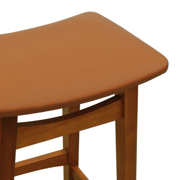 Encontraproduto.com.br - Banco Médio Confort Madeira Maciça Assento Anatômico - Amêndoa Estofado Corano Caramelo