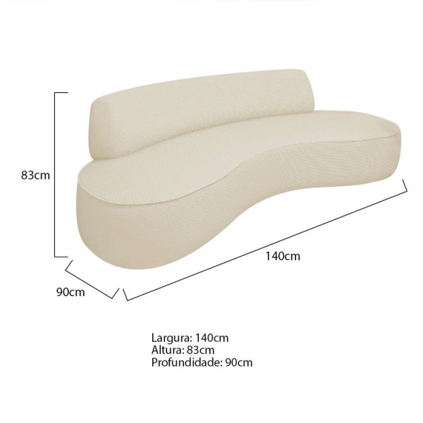 Encontraproduto.com.br - Sofá Curvo 140cm 2 Lugares E 2 Poltrona Amsterdã Linho - Doce Sonho Móveis Cor Bege