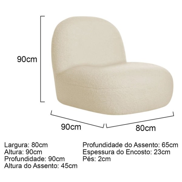 Encontraproduto.com.br - Sofá Curvo 140cm 2 Lugares E 2 Poltrona Amsterdã Linho - Doce Sonho Móveis Cor Bege