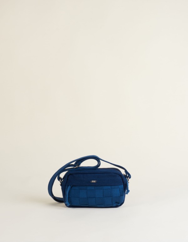 Encontraproduto.com.br - Bolsa Retangular Lona Detalhe Trançado Azul