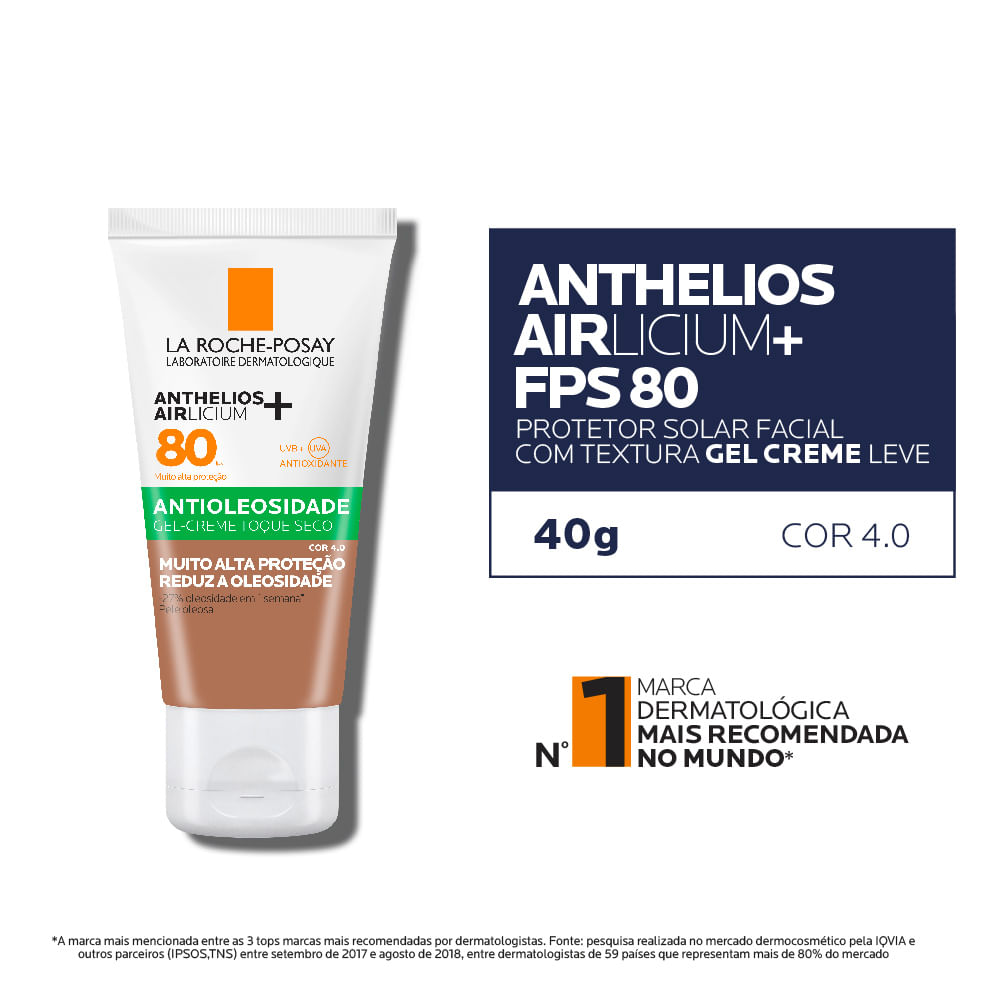 Encontraproduto.com.br - Protetor Solar Facial Antioleosidade Fps80 La Roche-posay  Anthelios Airlicium+ Cor 4.0 40g
