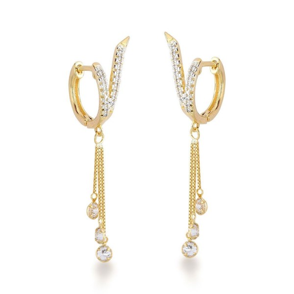 Encontraproduto.com.br - Brinco Argola Com Franja Tripla Banhada A Ouro 18k