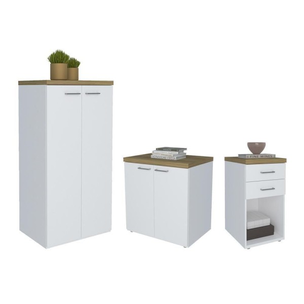 Encontraproduto.com.br - Conjunto Escritório Completo Kiel Olmo Branco