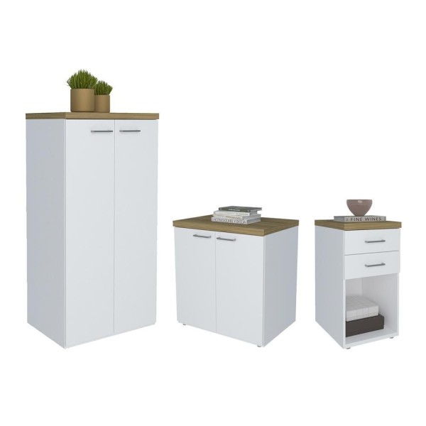 Encontraproduto.com.br - Conjunto Escritório Completo Kiel Olmo Branco