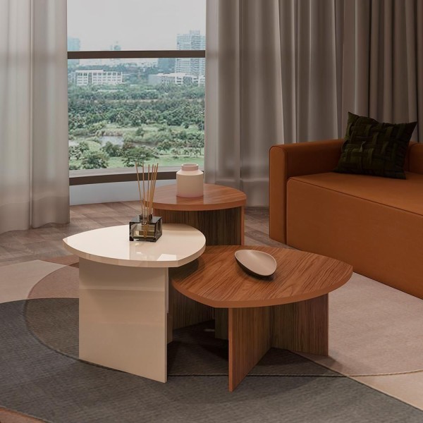 Encontraproduto.com.br - Conjunto Mesa De Centro E Mesa De Apoio Sydney Cedro