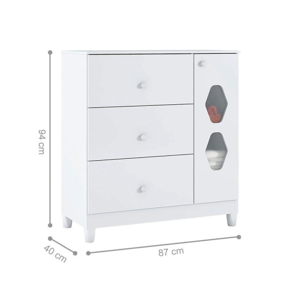 Encontraproduto.com.br - Gaveteiro 1 Porta Manchester Branco