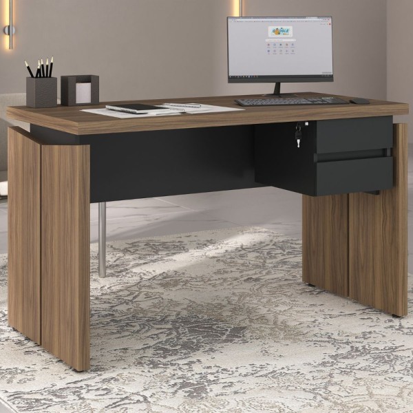 Encontraproduto.com.br - Conjunto Para Escritório Completo Tupi Nogal Preto
