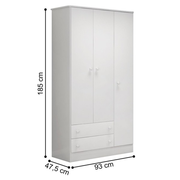 Encontraproduto.com.br - Guarda Roupa Com 3 Portas E Cômoda Hamilton Branco Branco