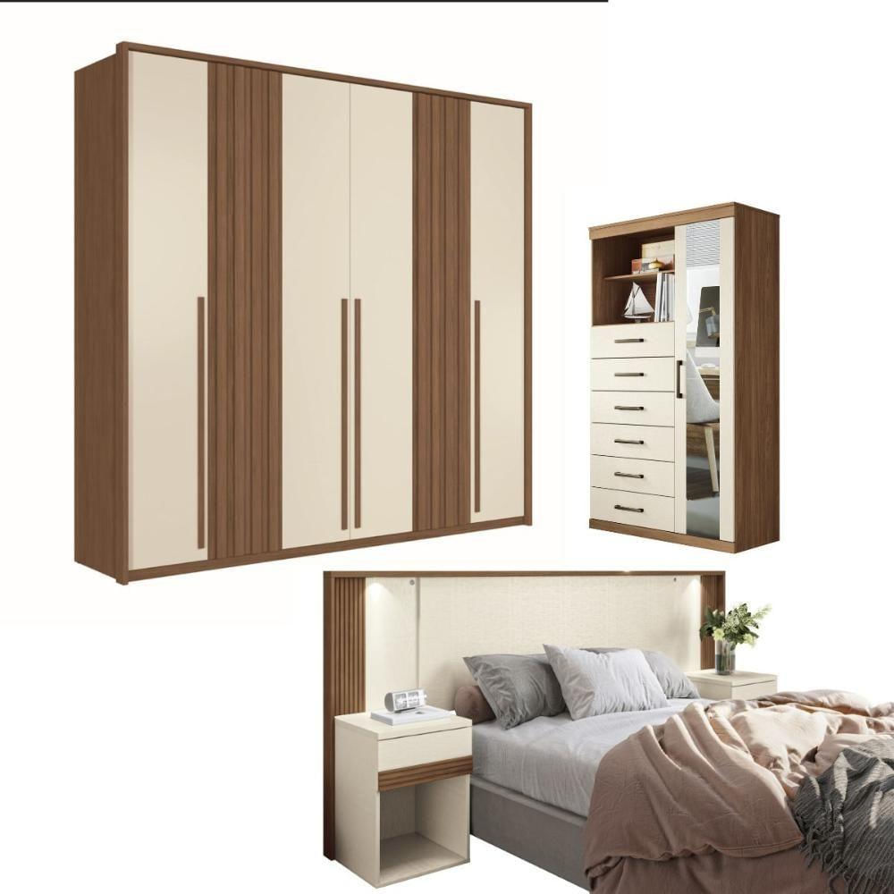 Encontraproduto.com.br - Conjunto Quarto Completo Nice Jatoba Areia