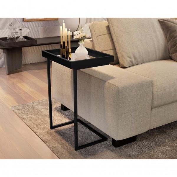 Encontraproduto.com.br - Mesa De Apoio Calabria Preto Pe Preto