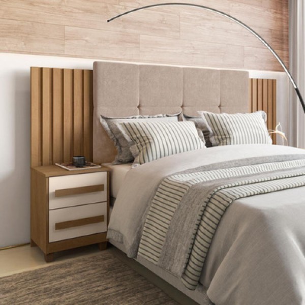 Encontraproduto.com.br - Cabeceira Com Captone Trieste Cinamomo Off White