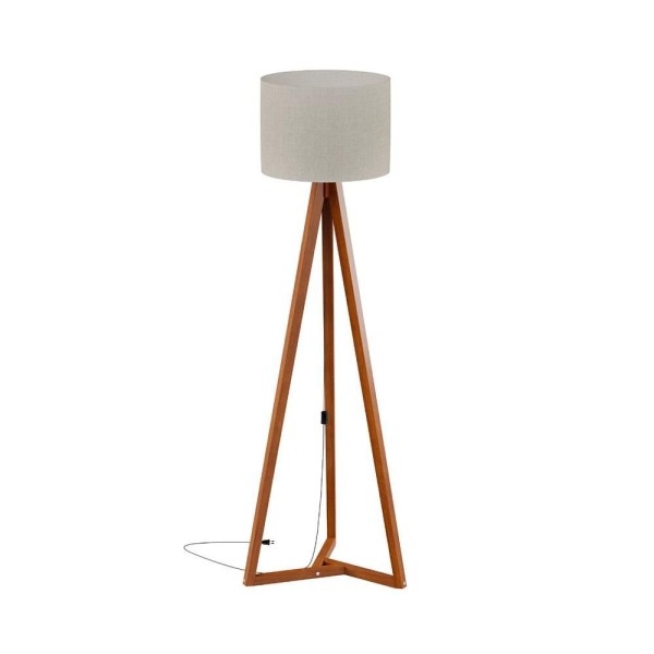 Encontraproduto.com.br - Luminária De Chão Rústica Com Cúpula Lyon Off White Nature
