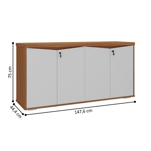 Encontraproduto.com.br - Balcão Com 2 Prateleiras E 4 Portas Sérvia Freijó Branco