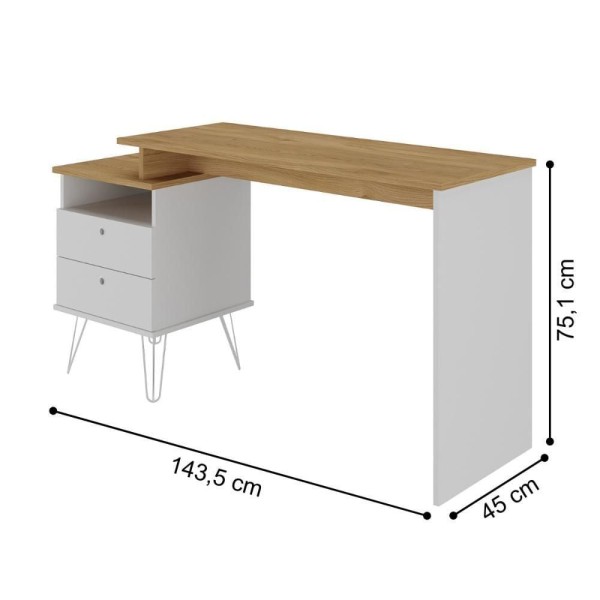 Encontraproduto.com.br - Mesa Para Computador Com Dupla Montagem Bilbao Olmo Branco