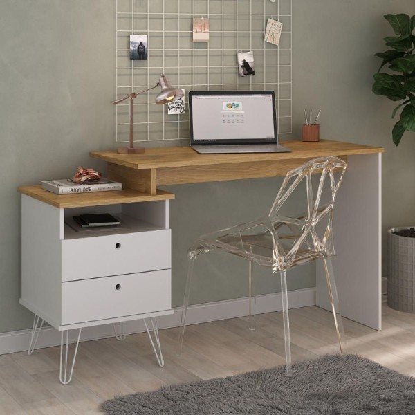 Encontraproduto.com.br - Mesa Para Computador Com Dupla Montagem Bilbao Olmo Branco
