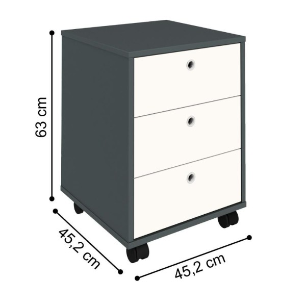 Encontraproduto.com.br - Gaveteiro E Mesa Para Escritório Tiburgo Branco Grafito