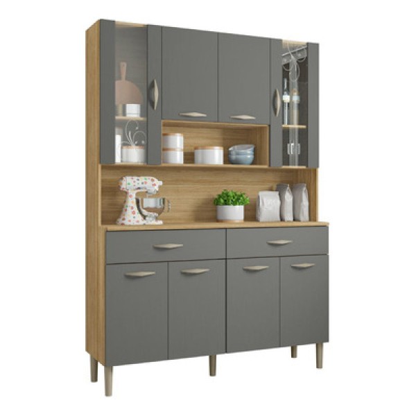 Encontraproduto.com.br - Kit De Cozinha Com 8 Portas Turim Freijó Gris
