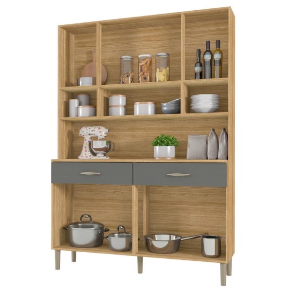 Encontraproduto.com.br - Kit De Cozinha Com 8 Portas Turim Freijó Gris