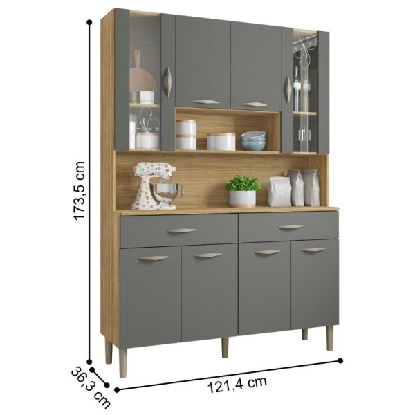 Encontraproduto.com.br - Kit De Cozinha Com 8 Portas Turim Freijó Gris