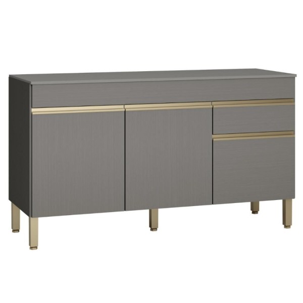 Encontraproduto.com.br - Balcão de Cozinha com Tampo e 3 Portas Durham Gris