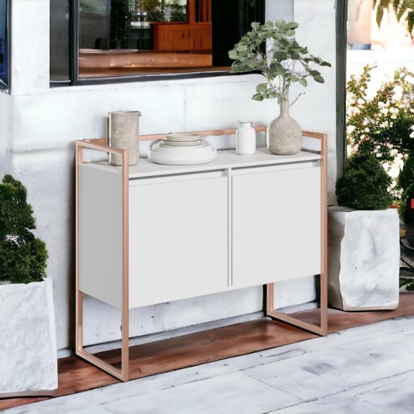 Encontraproduto.com.br - Conjunto Buffet e Gaveteiro com Nicho Branco Cobre