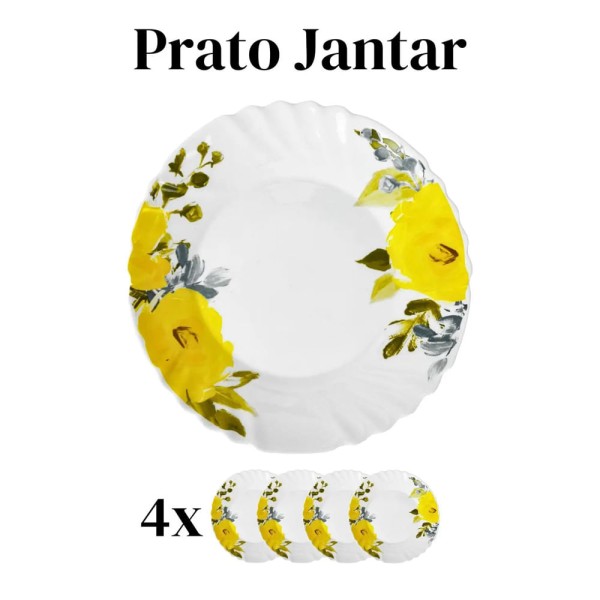 Encontraproduto.com.br - Aparelho De Jantar E Chá Florença Florido Opaline 20 Peças Fratelli